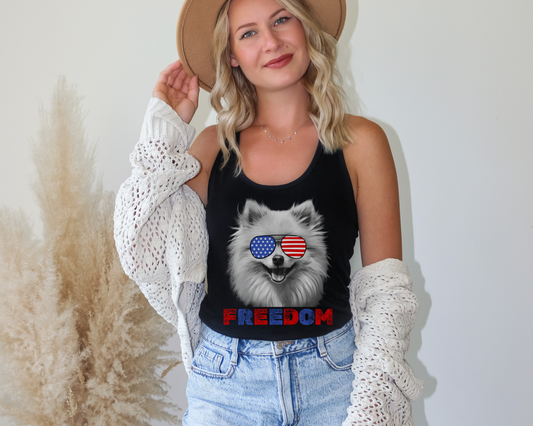 Freedom + Dogs | 4th of July Tank Top | Pomeranian