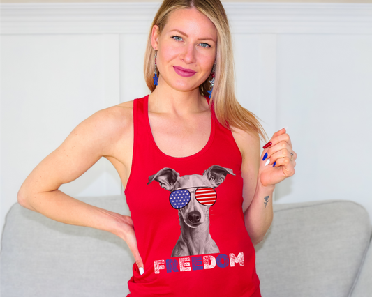 Freedom + Dogs | 4th of July Tank Top | Italian Greyhound