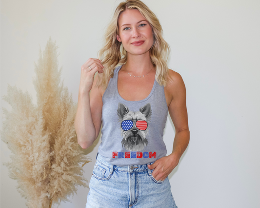 Freedom + Dogs | 4th of July Tank Top | Yorkie