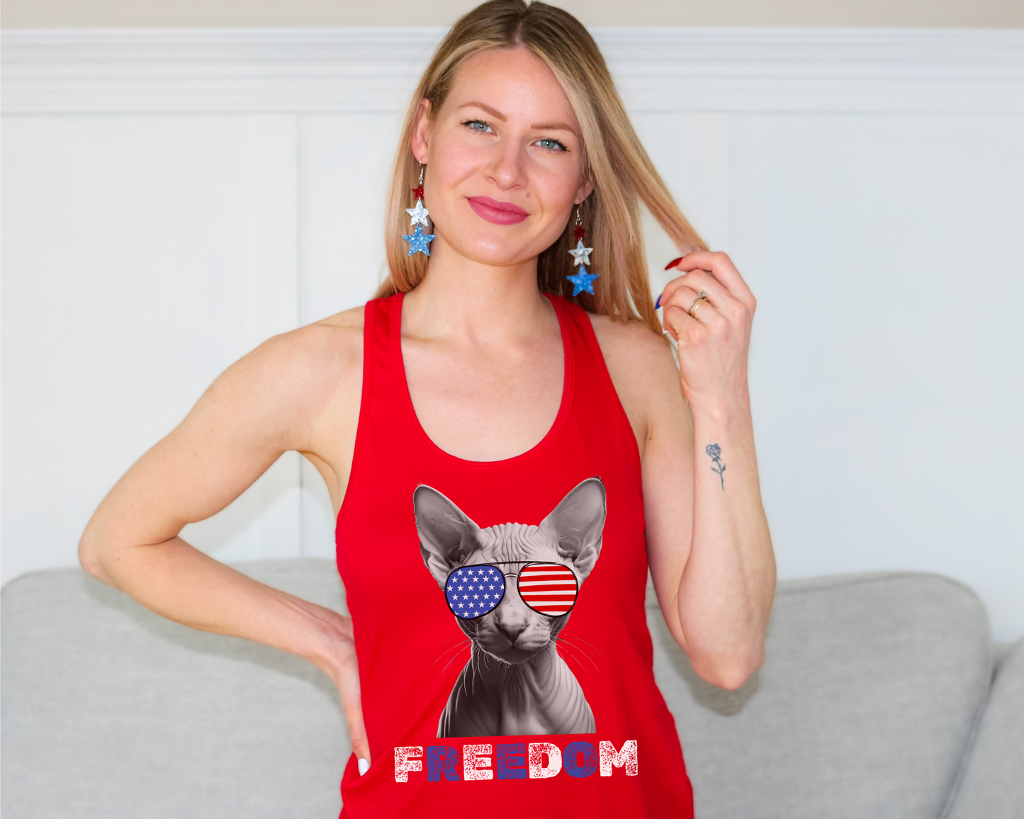 Freedom + Cats | 4th of July Tank Top | Sphinx