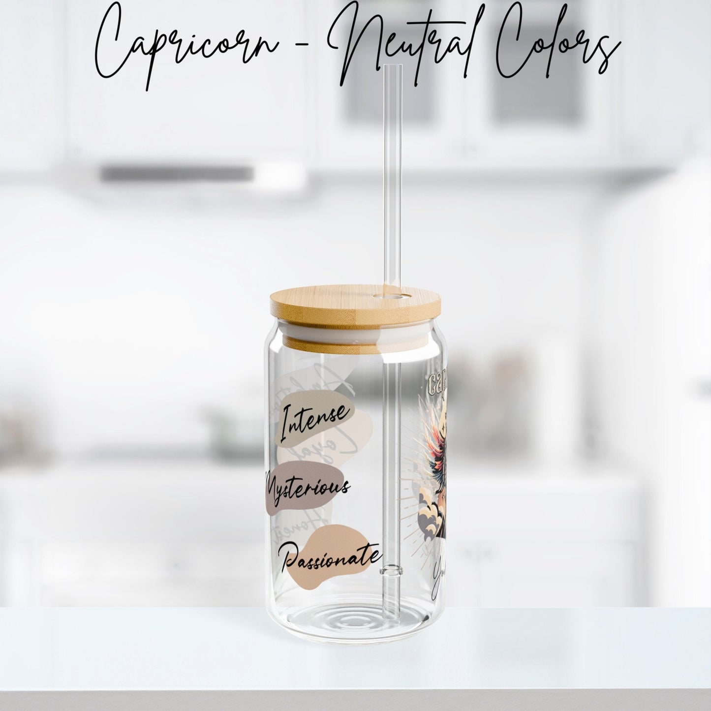 Personalized Iced Coffee Cup, Capricorn, Custom Birth Sign Zodiac Glass Tumbler, Gifts for Her, Astrology Horoscope Sign Beer Can