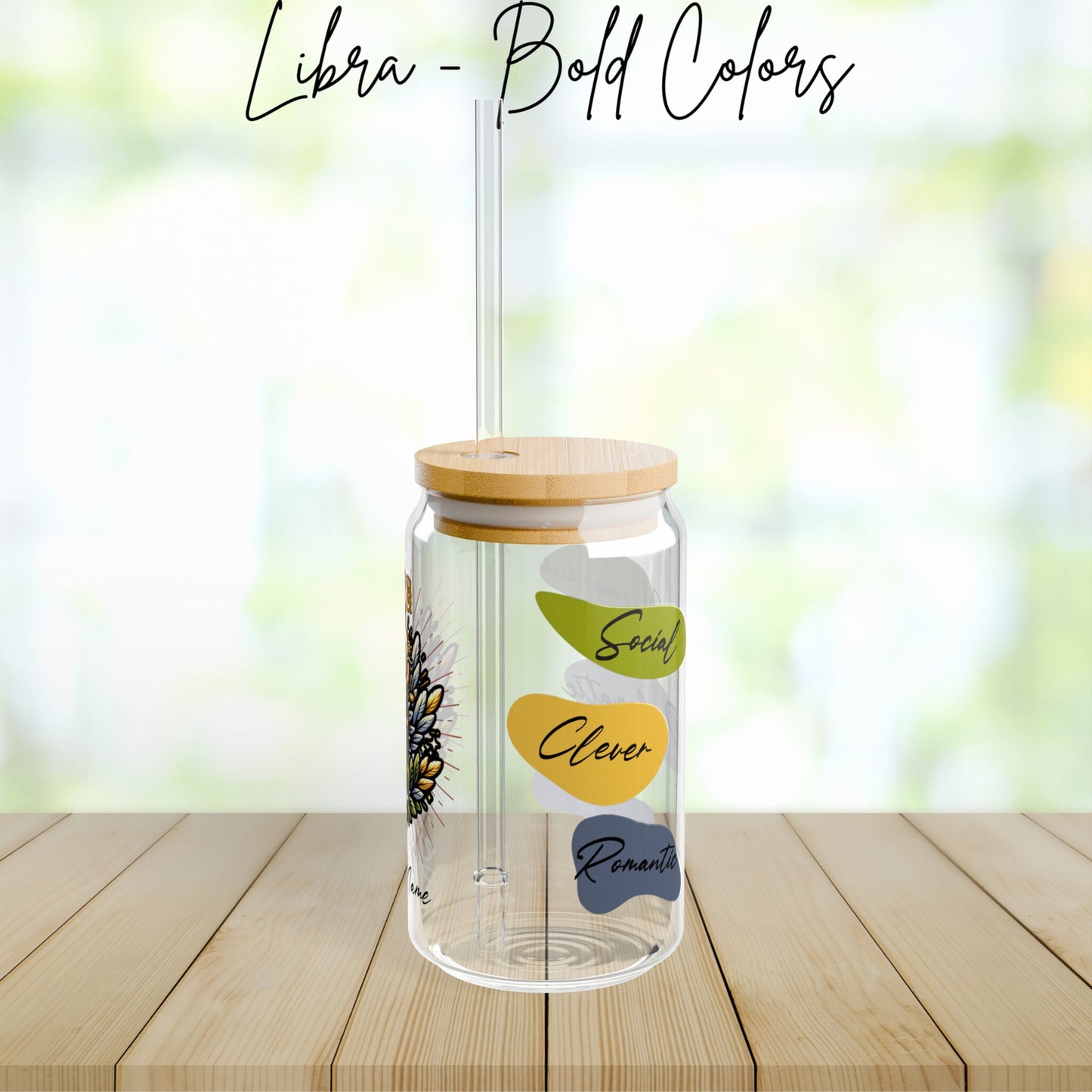 Personalized Iced Coffee Cup, Libra, Custom Birth Sign Zodiac Glass Tumbler, Gifts for Her, Astrology Horoscope Sign Beer Can