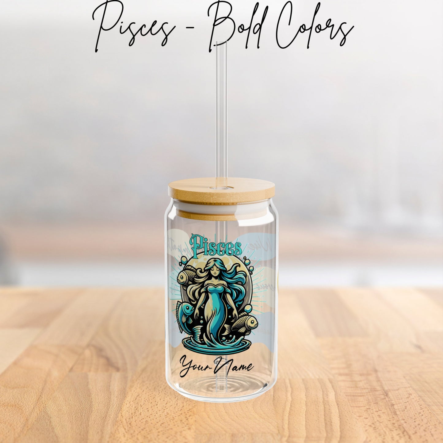 Personalized Iced Coffee Cup, Pisces, Custom Birth Sign Zodiac Glass Tumbler, Gifts for Her, Astrology Horoscope Sign Beer Can