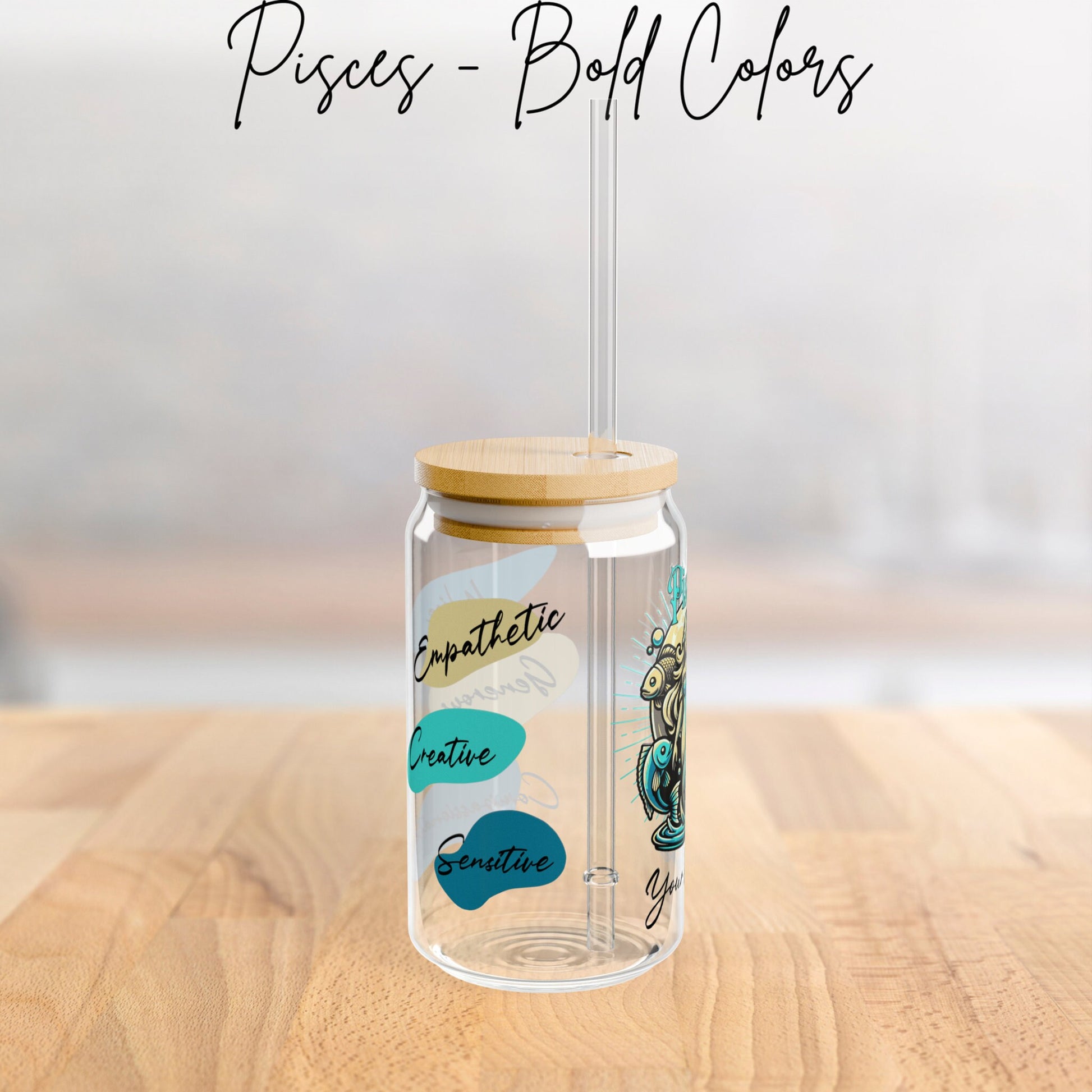 Personalized Iced Coffee Cup, Pisces, Custom Birth Sign Zodiac Glass Tumbler, Gifts for Her, Astrology Horoscope Sign Beer Can