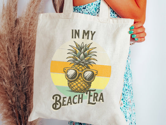 Canvas Tote Bag Beach Tote Bag Retro Pineapple Sunglasses Beach Era Beach Vibes Vacation Eco-Friendly Reusable Bag Beach Bag