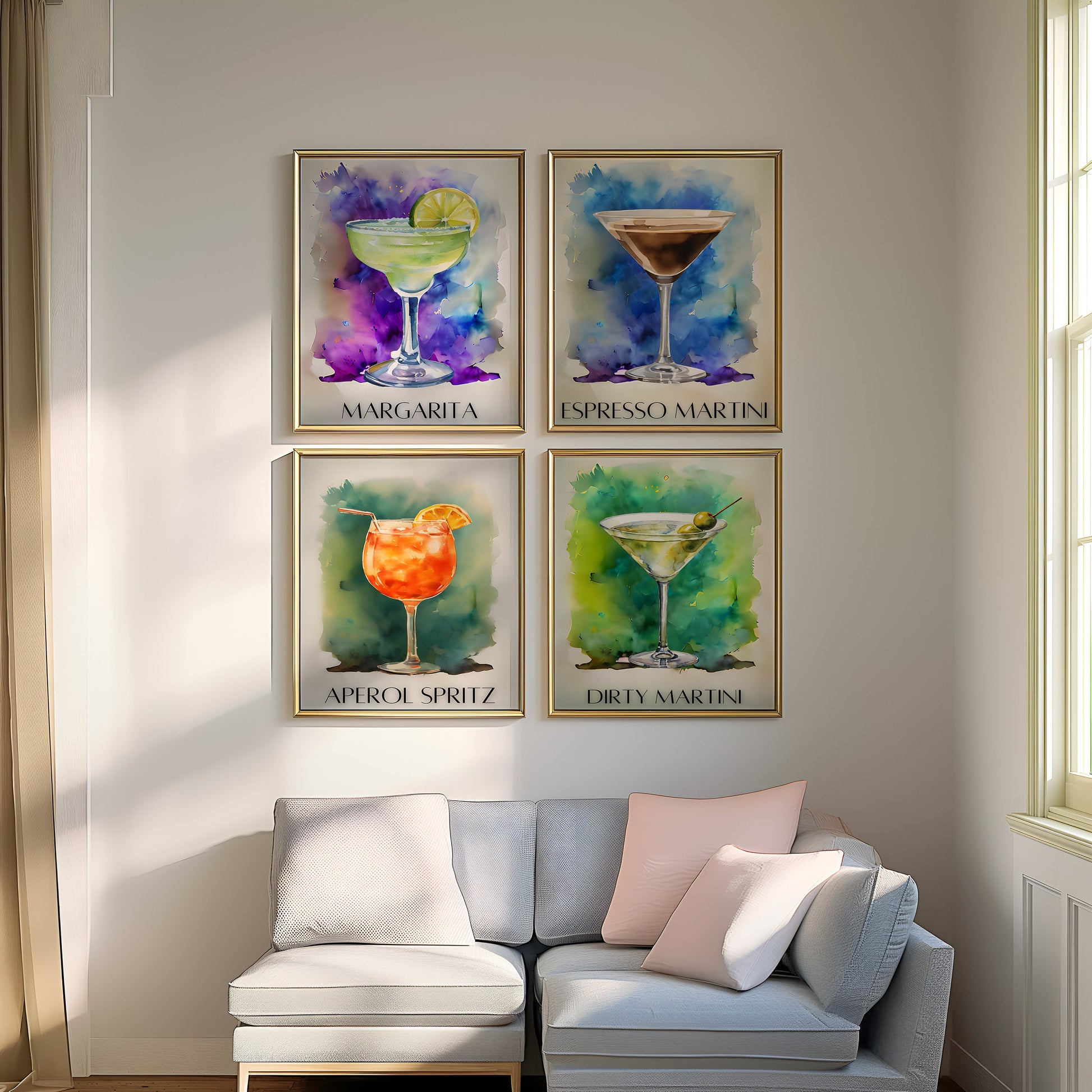 Espresso Martini Art Print on Canvas, Bar Cart Decor Cocktail Watercolor, Party Signature Drink Sign, Trendy Wall Canvas Print, Pop Art