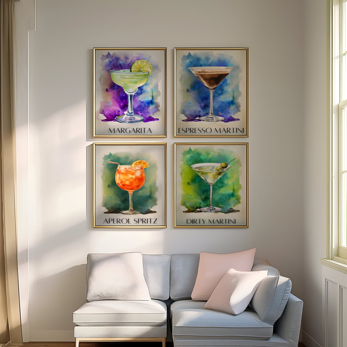 Espresso Martini Art Poster, Bar Cart Decor Cocktail Watercolor, Party Signature Drink Sign, Trendy Wall Canvas Print, Pop Art