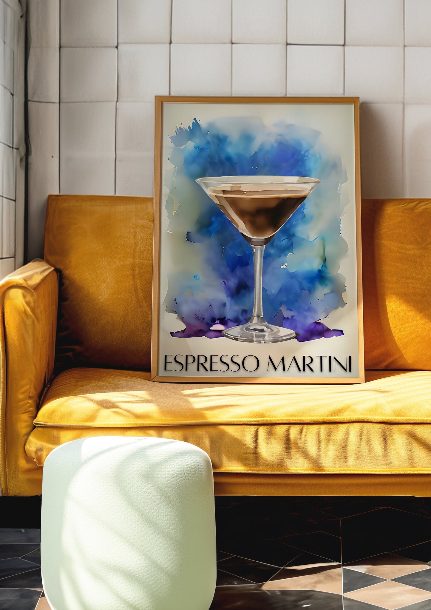 Espresso Martini Art Poster, Bar Cart Decor Cocktail Watercolor, Party Signature Drink Sign, Trendy Wall Canvas Print, Pop Art