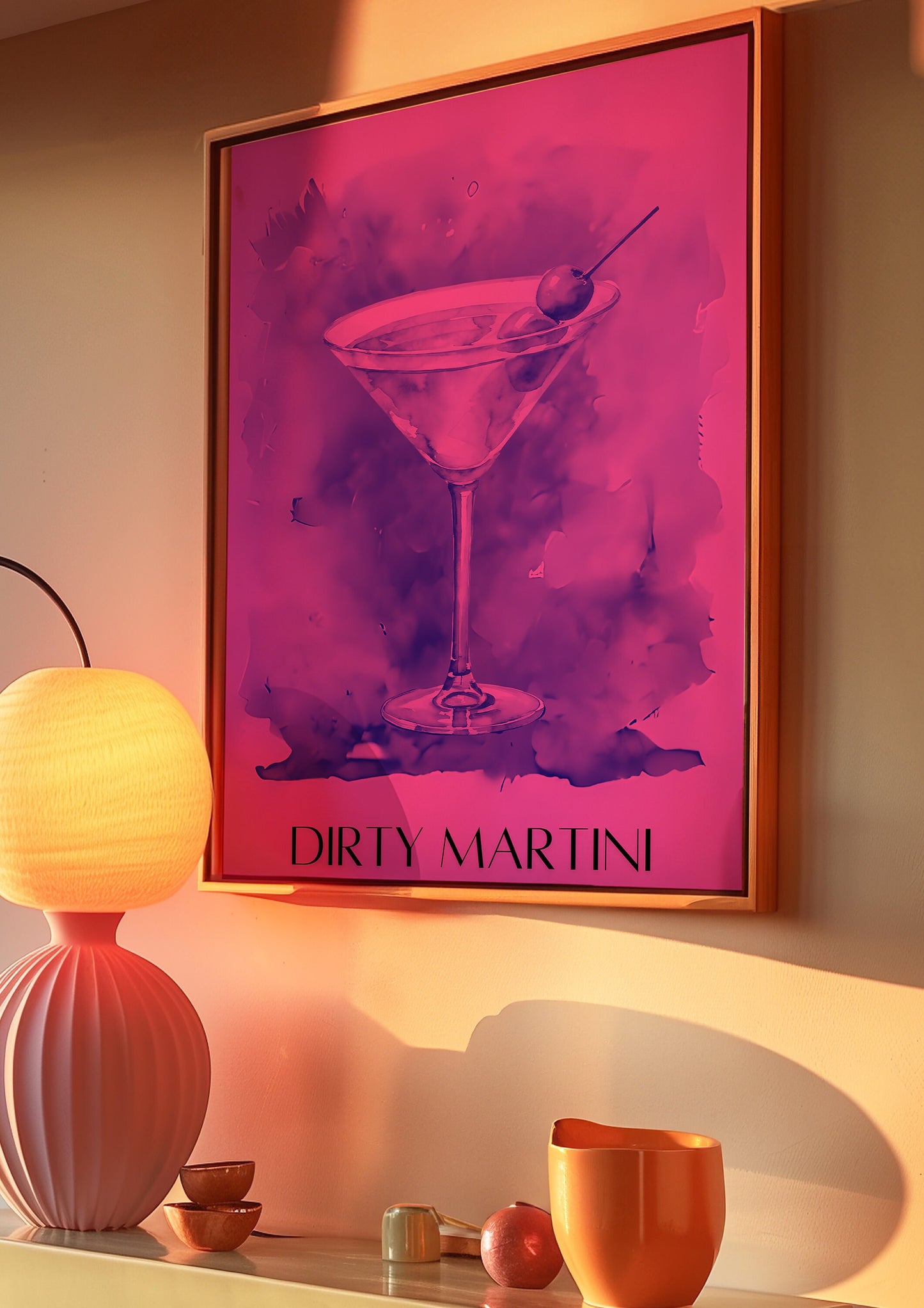 Martini Print Poster, Bar Cart Decor Cocktail Watercolor, Party Signature Drink Sign, Trendy Wall Canvas Print, Pop Art