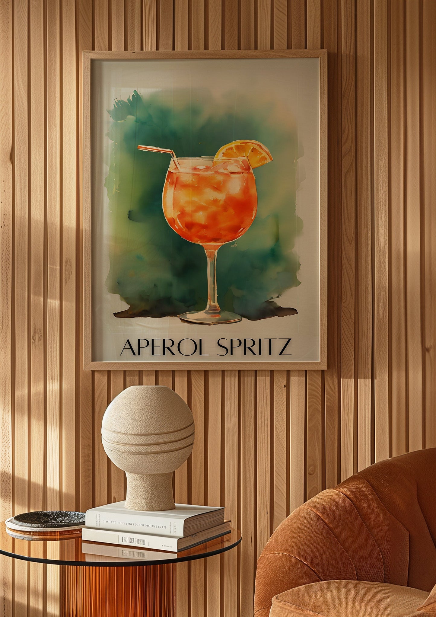 Aperol Spritz Canvas Art Print, Bar Cart Decor Cocktail Watercolor, Party Signature Drink Sign, Trendy Wall Canvas Print, Pop Art