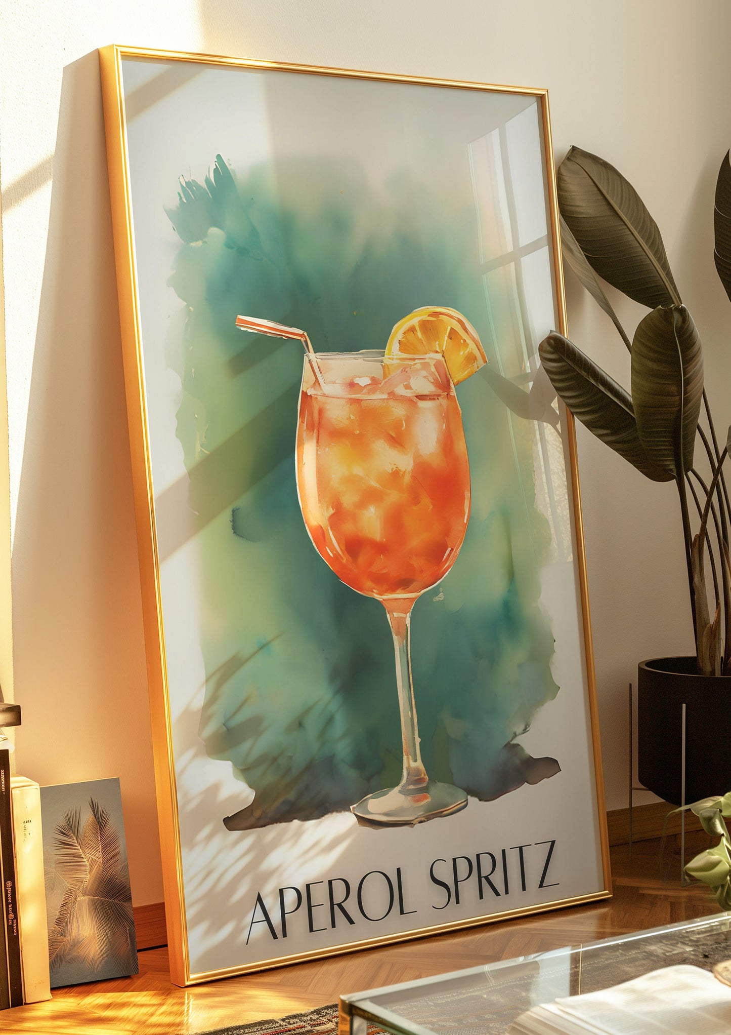 Aperol Spritz Canvas Art Print, Bar Cart Decor Cocktail Watercolor, Party Signature Drink Sign, Trendy Wall Canvas Print, Pop Art