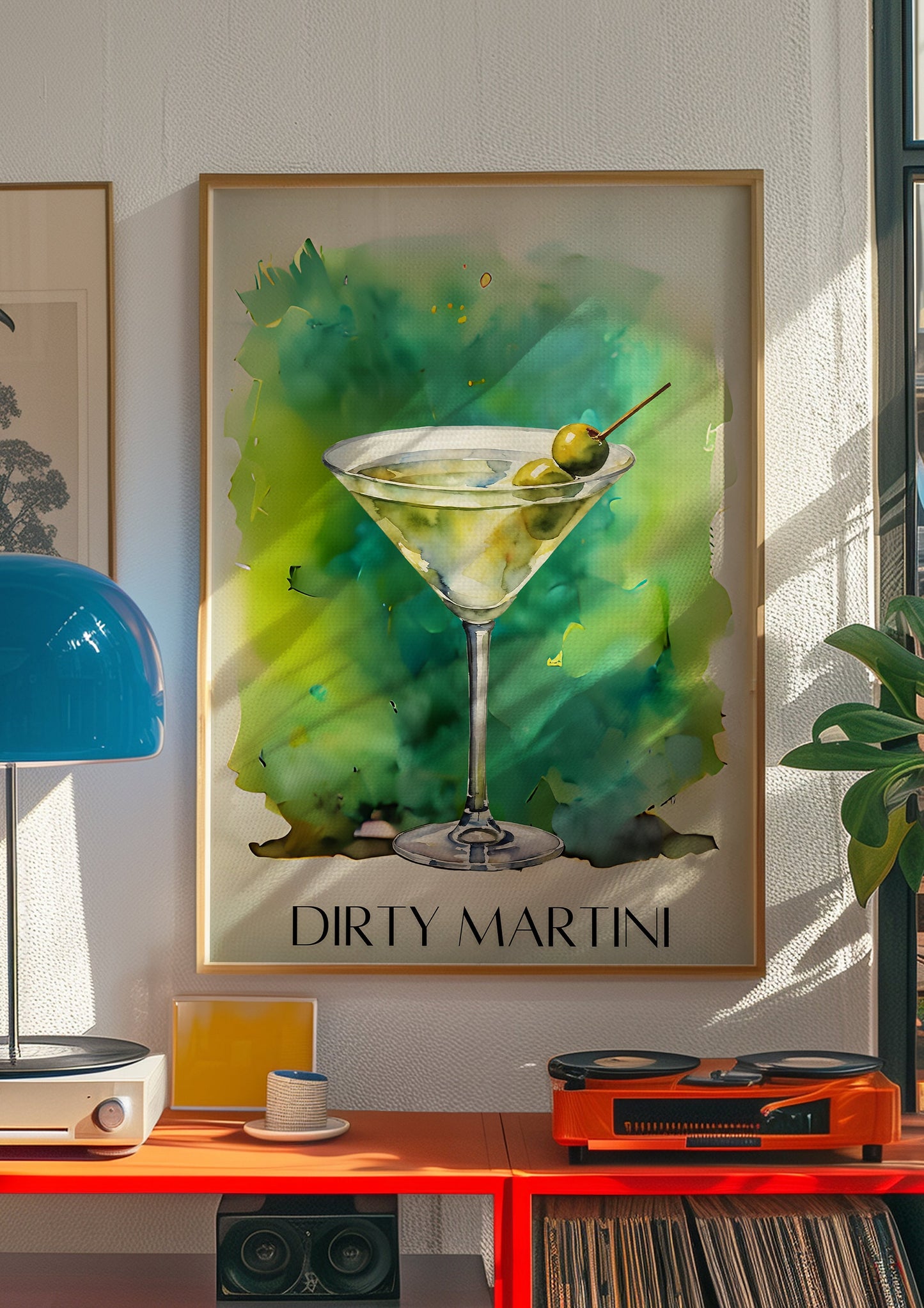 Martini Canvas Art Print, Bar Cart Decor Cocktail Watercolor, Party Signature Drink Sign, Trendy Wall Canvas Print, Pop Art