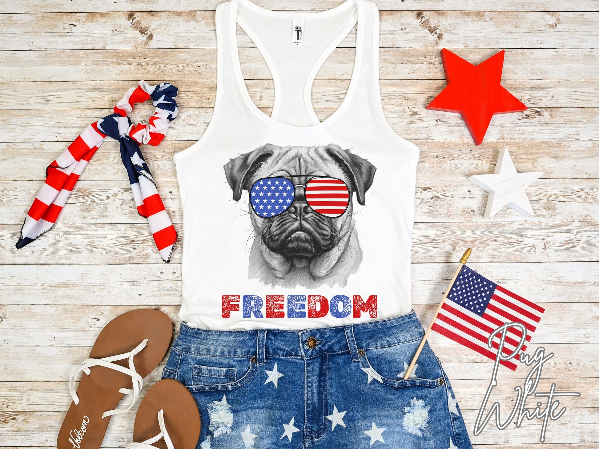 4th of July Tank Pug, USA Pup Tank, Patriotic Sunglasses, Freedom Tshirt, Americana Tee, Fourth of July, Pug Mama, July 4th