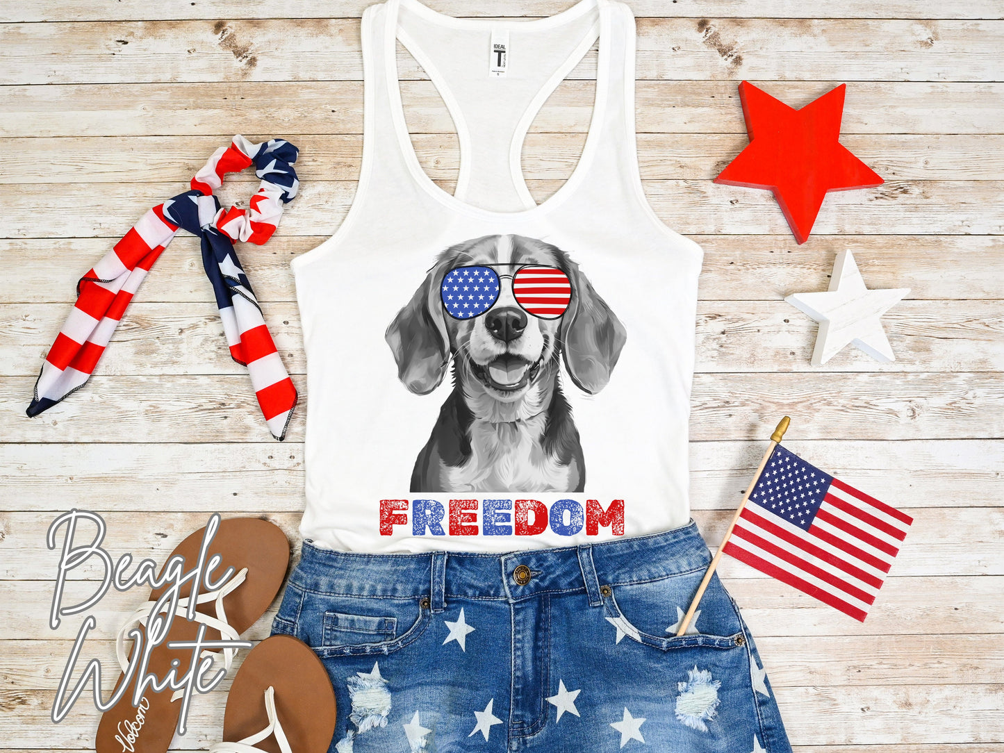 4th of July Tank Beagle, USA Pup Tank, Patriotic Sunglasses, Freedom Tshirt, Americana Tee, Fourth of July, Hound Mama, July 4th