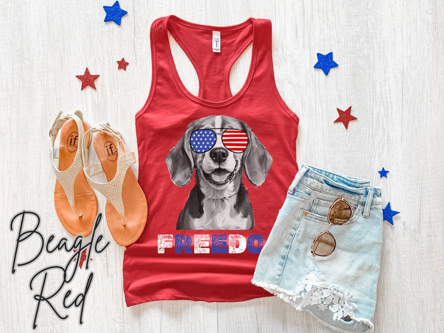 4th of July Tank Beagle, USA Pup Tank, Patriotic Sunglasses, Freedom Tshirt, Americana Tee, Fourth of July, Hound Mama, July 4th