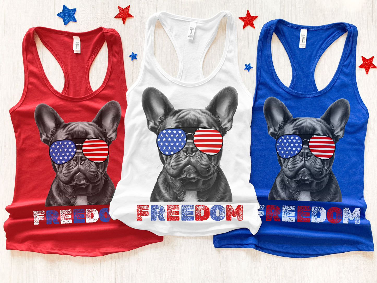 4th of July Tank Frenchie, USA Pup Tank, Patriotic Sunglasses, Freedom Tshirt, Americana Tee, Fourth of July, French Bulldog Mama, July 4th