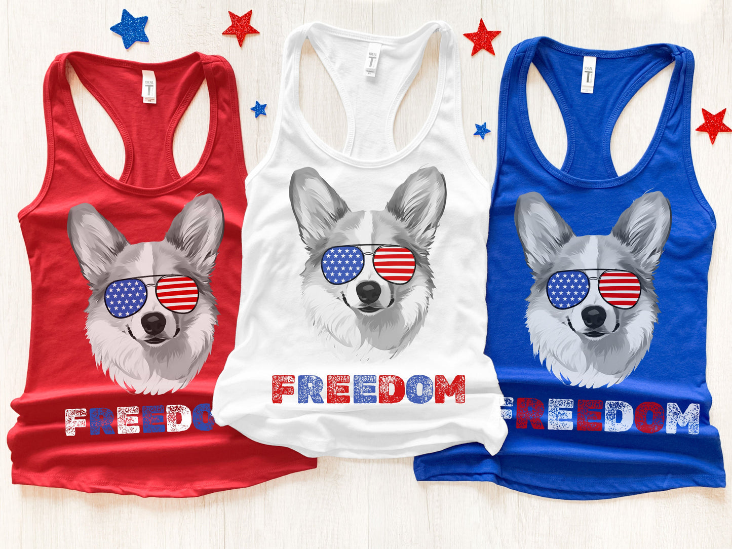 4th of July Tank Corgi, USA Pup Tank, Patriotic Sunglasses, Freedom Tshirt, Americana Tee, Fourth of July, Corgi Mama, July 4th