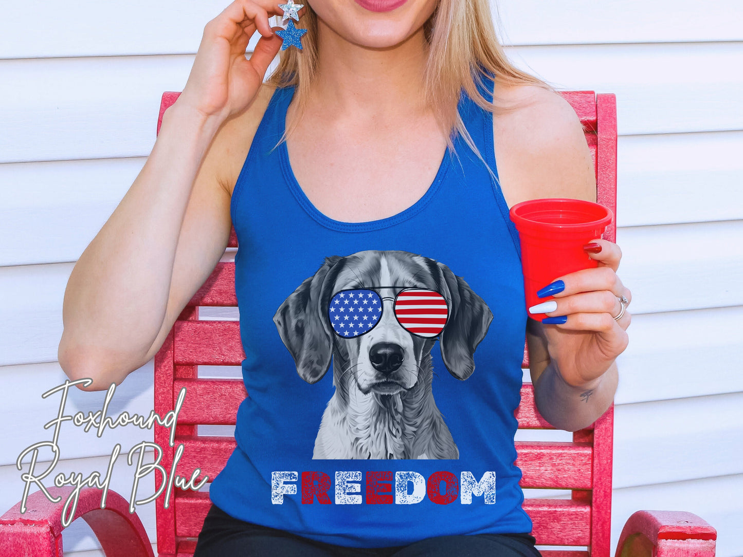 4th of July Tank Foxhound, USA Pup Tank, Patriotic Sunglasses, Freedom Tshirt, Americana Tee, Fourth of July, Hound Mama, July 4th