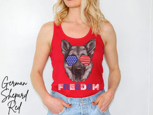 4th of July Tank German Shepard, USA Pup Tank, Patriotic Sunglasses, Freedom Tshirt, Americana Tee, Fourth of July, Shepard Mama, July 4th