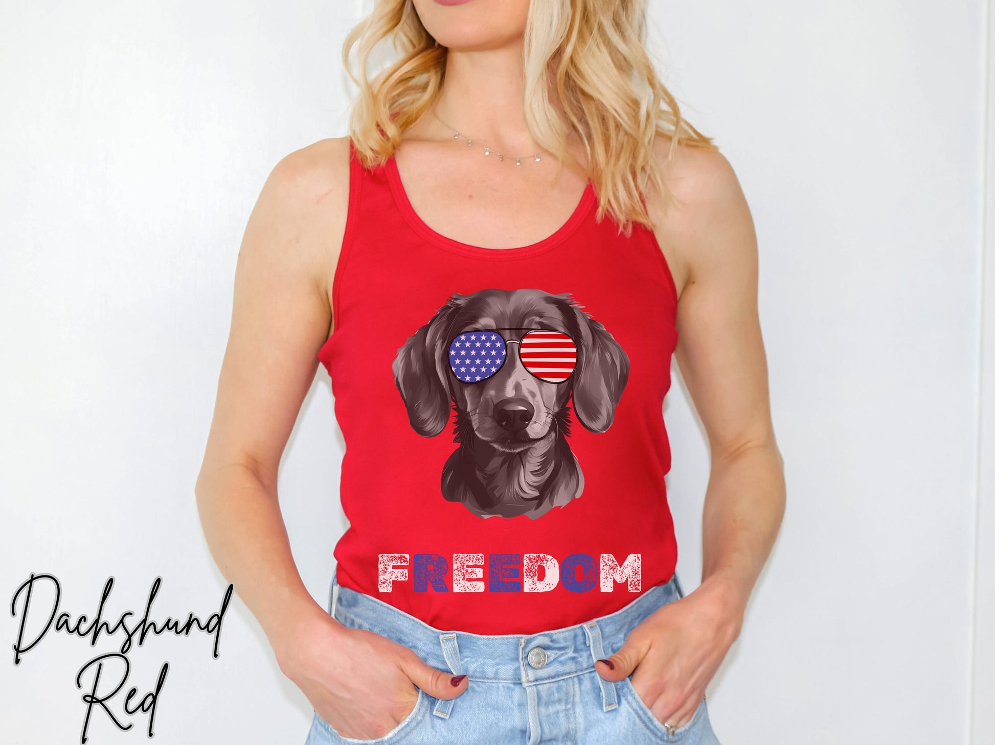 4th of July Tank Dachshund, USA Pup Tank, Patriotic Sunglasses, Freedom Tshirt, Americana Tee, Fourth of July, Hot Dog Mama, July 4th