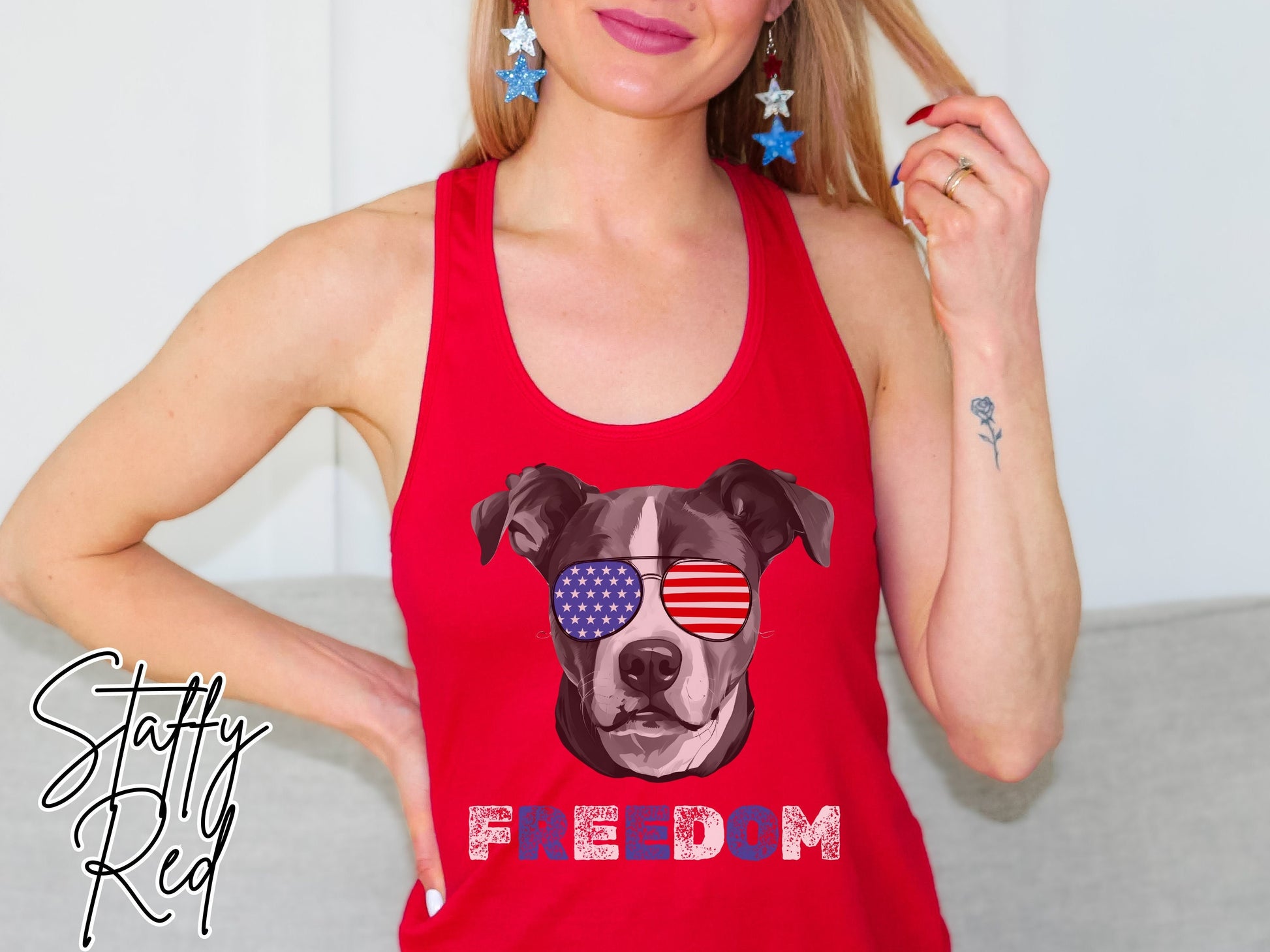 4th of July Tank Staffy, USA Pup Tank, Patriotic Sunglasses, Freedom Tshirt, Americana Tee, Fourth of July, Pittie Mama, July 4th