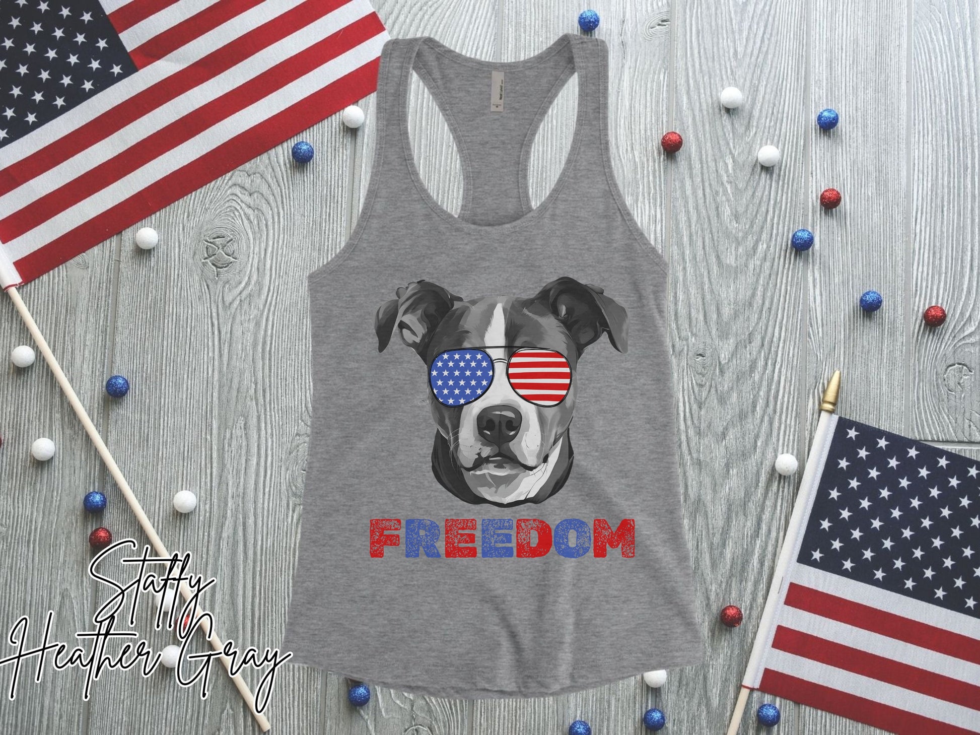 4th of July Tank Staffy, USA Pup Tank, Patriotic Sunglasses, Freedom Tshirt, Americana Tee, Fourth of July, Pittie Mama, July 4th