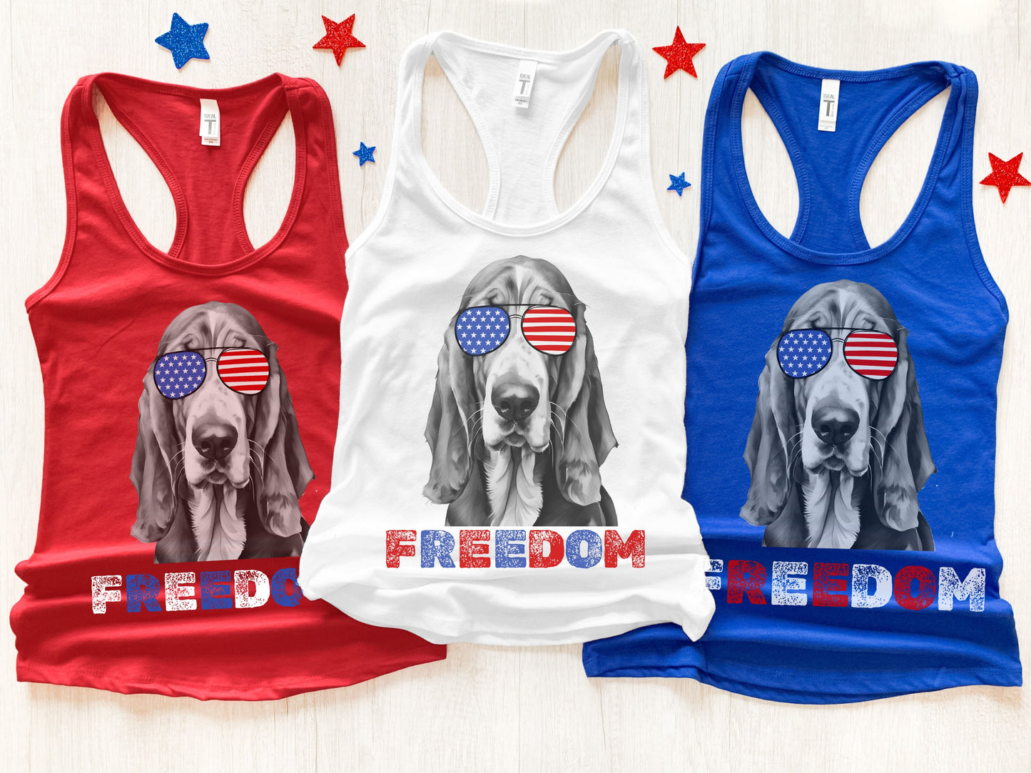 4th of July Tank Basset Hound, USA Pup Tank, Patriotic Sunglasses, Freedom Tshirt, Americana Tee, Fourth of July, Hound Mama, July 4th