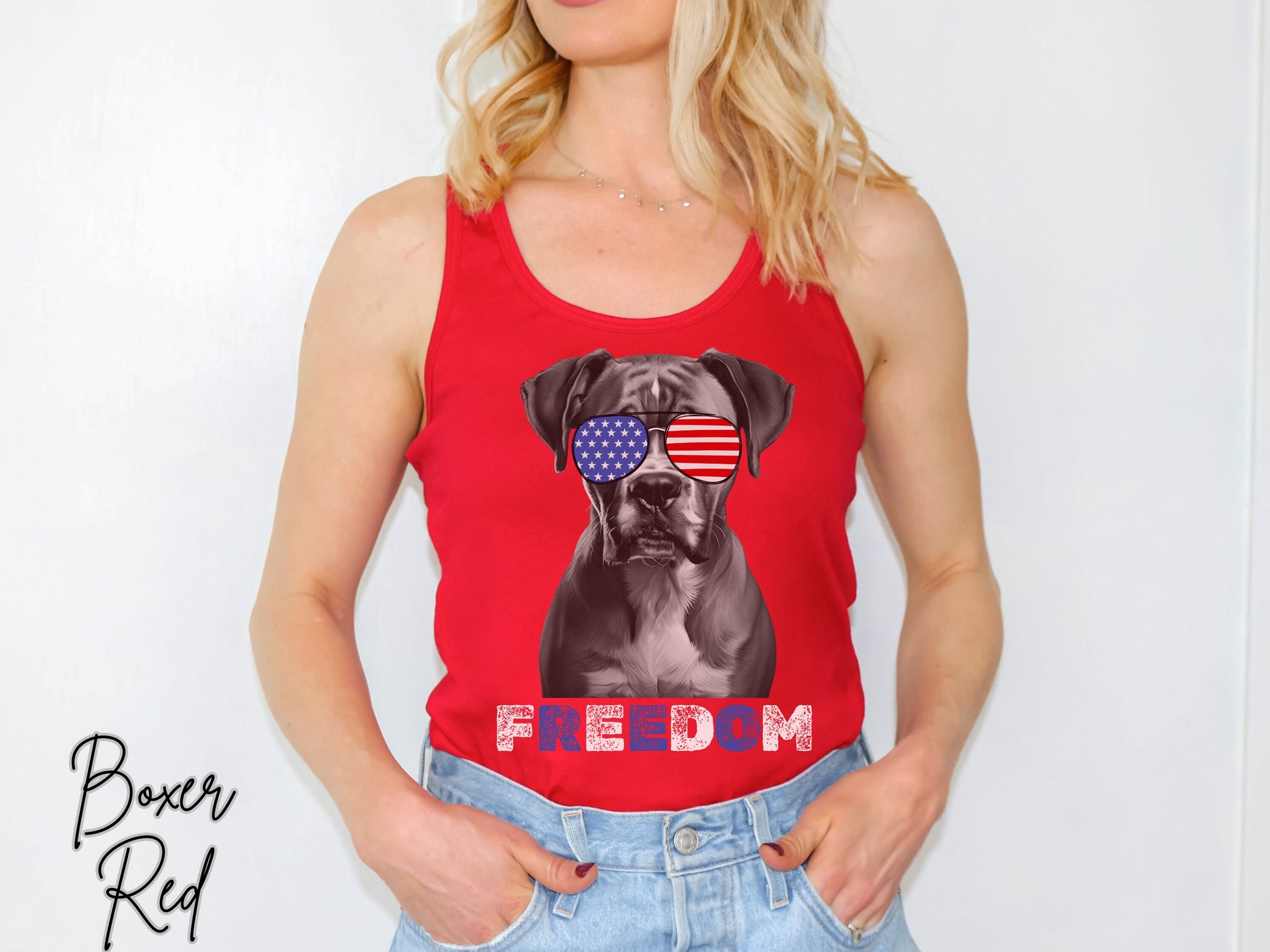 4th of July Tank Boxer, USA Pup Tank, Patriotic Sunglasses, Freedom Tshirt, Americana Tee, Fourth of July, Boxer Mama, July 4th