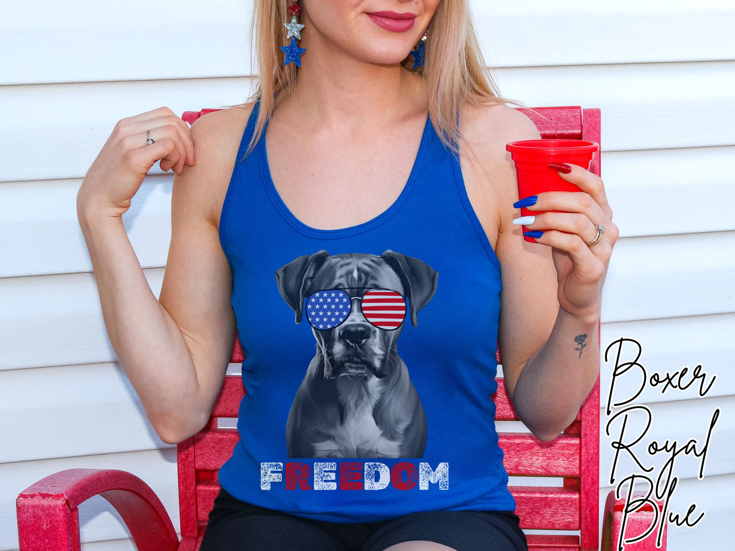 4th of July Tank Boxer, USA Pup Tank, Patriotic Sunglasses, Freedom Tshirt, Americana Tee, Fourth of July, Boxer Mama, July 4th