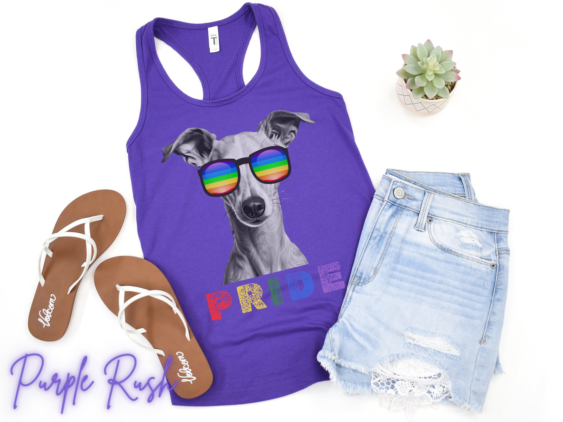 Pride Tank Top Italian Greyhound, LGBTQIA, Rainbow Pride, LGBTQ+ tshirt, Pride Month, Women&#39;s Tank, Gay 2024, Grey Mama, Pride Parade