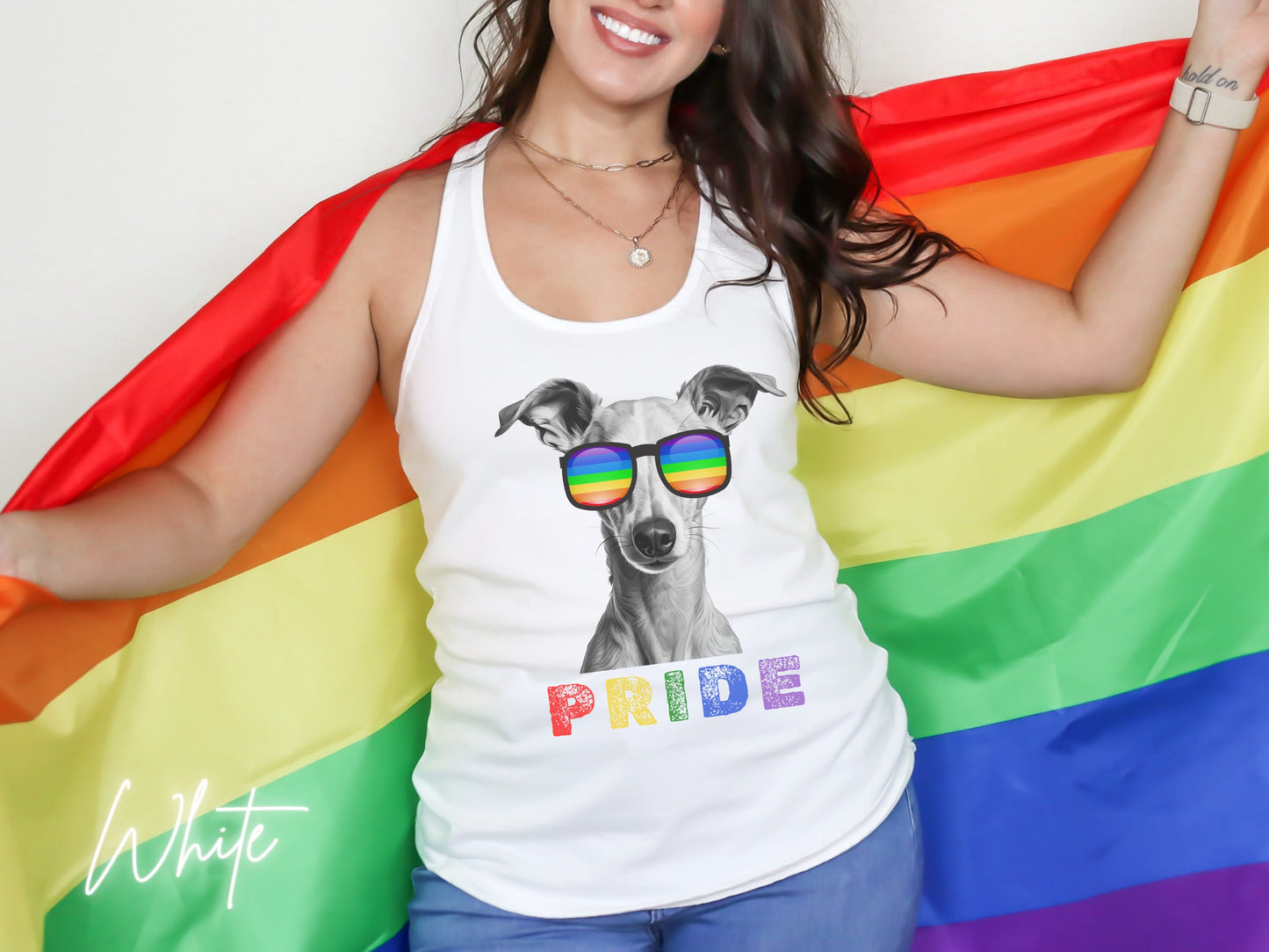 Pride Tank Top Italian Greyhound, LGBTQIA, Rainbow Pride, LGBTQ+ tshirt, Pride Month, Women&#39;s Tank, Gay 2024, Grey Mama, Pride Parade