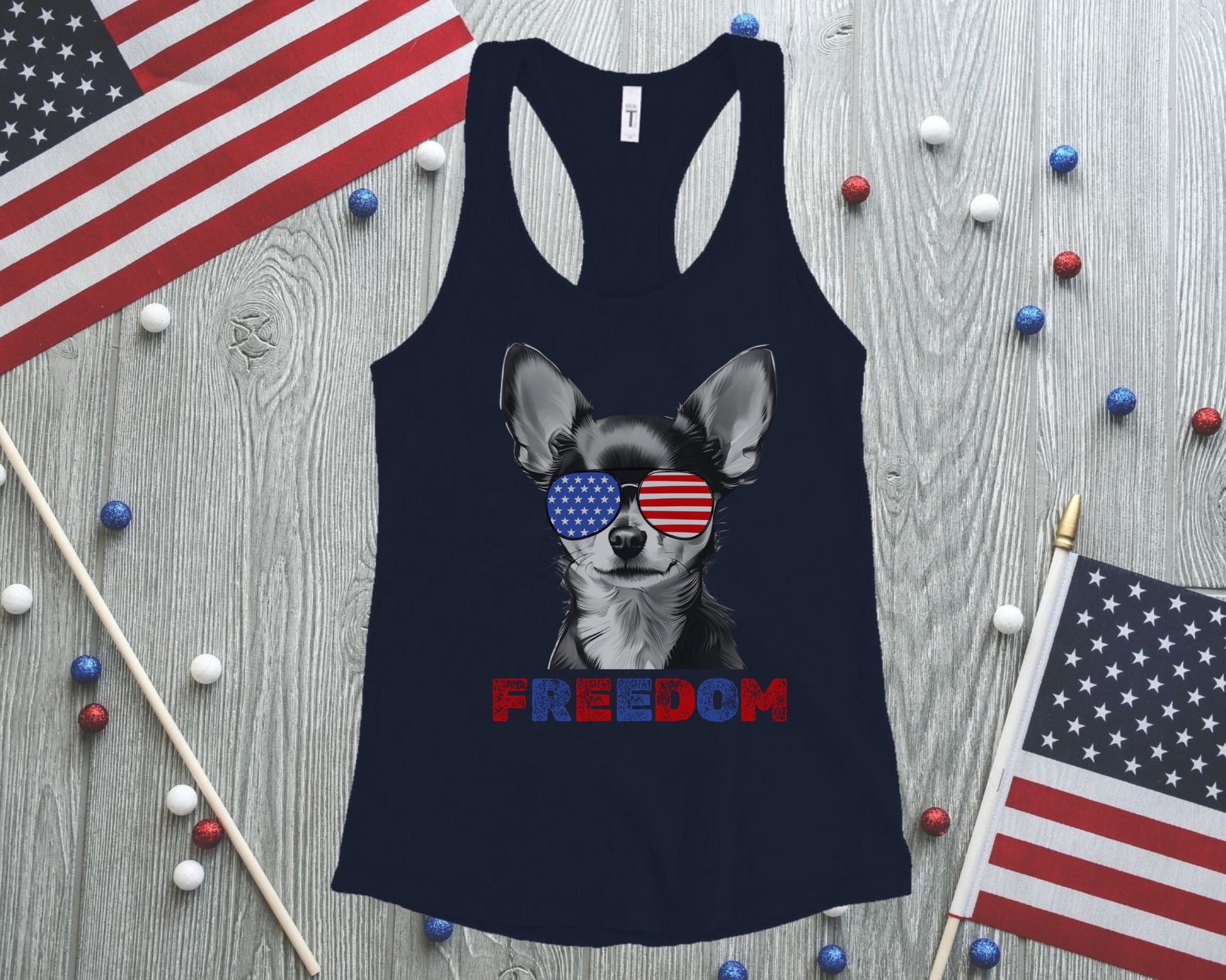 4th of July Tank Chihuahua, USA Pup Tank, Patriotic Sunglasses, Freedom T-shirt, Americana Tee, Fourth of July, Chihuahua Mama, July 4th