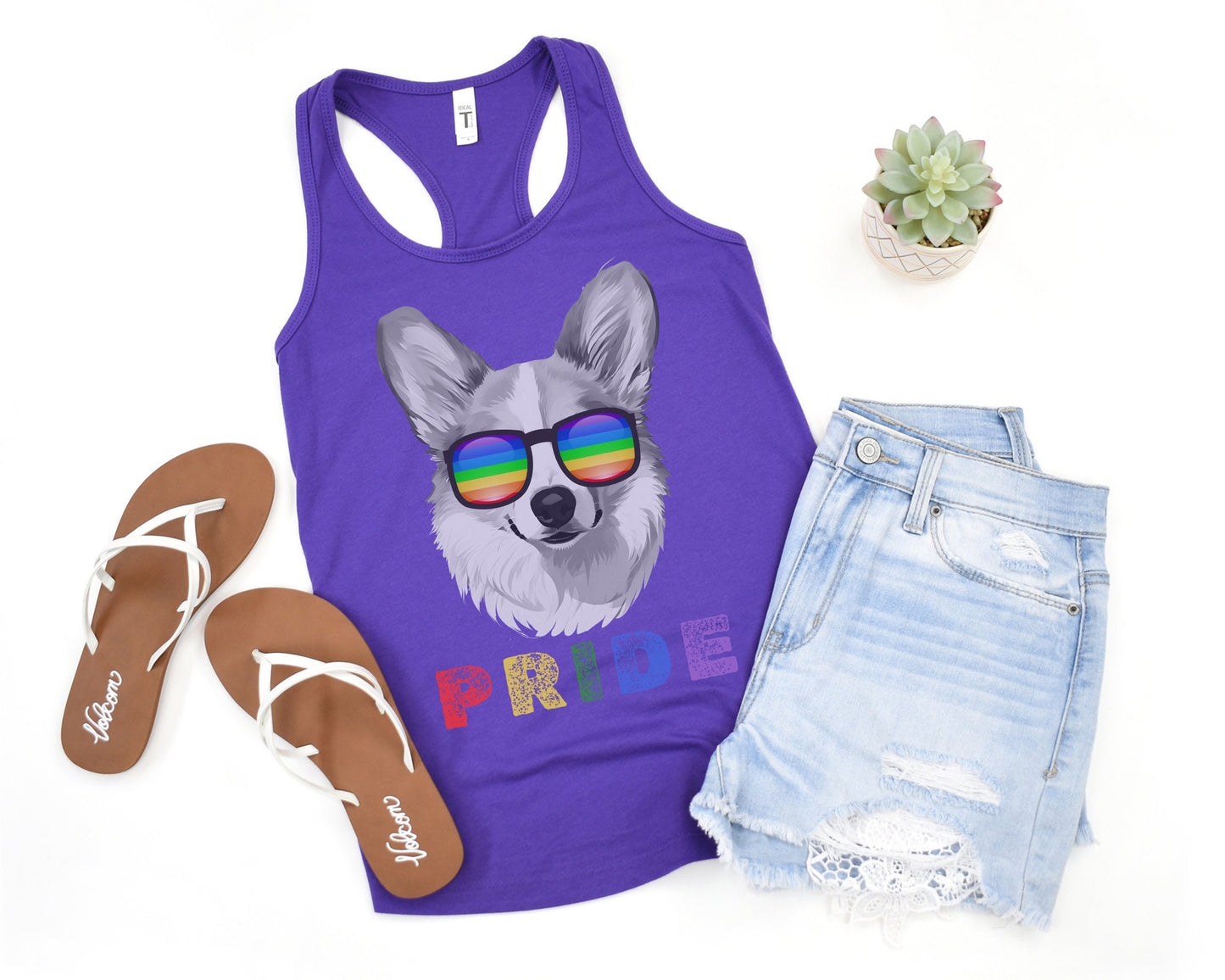 Pride Tank Top Corgi, LGBTQIA, Rainbow Pride, LGBTQ+ tshirt, Pride Month Tank, Women&#39;s Tank, Gay 2024, Corgi Mama, Pride Parade Apparel