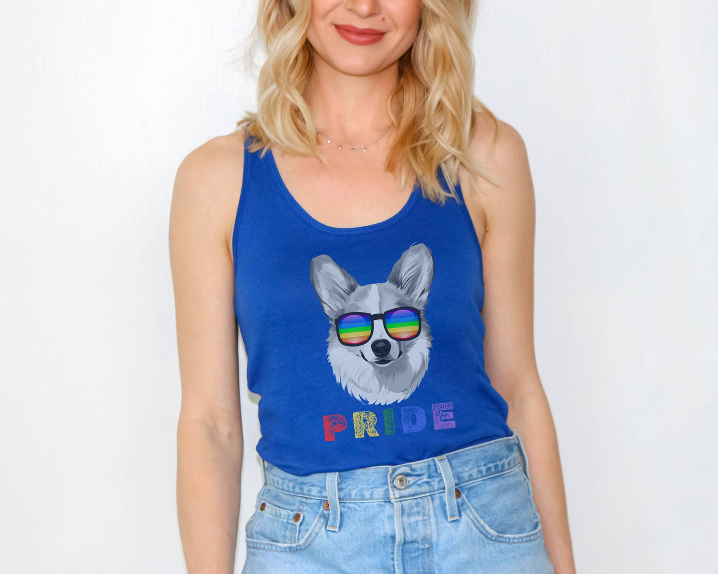 Pride Tank Top Corgi, LGBTQIA, Rainbow Pride, LGBTQ+ tshirt, Pride Month Tank, Women&#39;s Tank, Gay 2024, Corgi Mama, Pride Parade Apparel