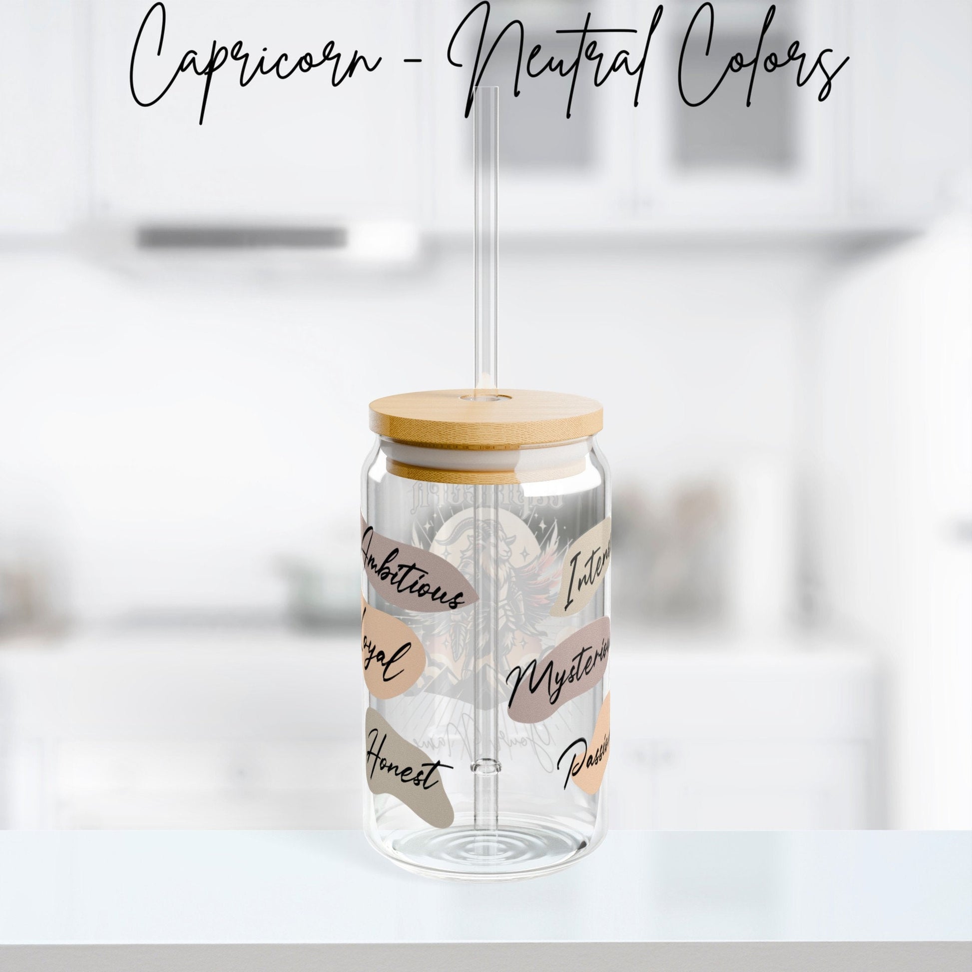 Personalized Iced Coffee Cup, Capricorn, Custom Birth Sign Zodiac Glass Tumbler, Gifts for Her, Astrology Horoscope Sign Beer Can