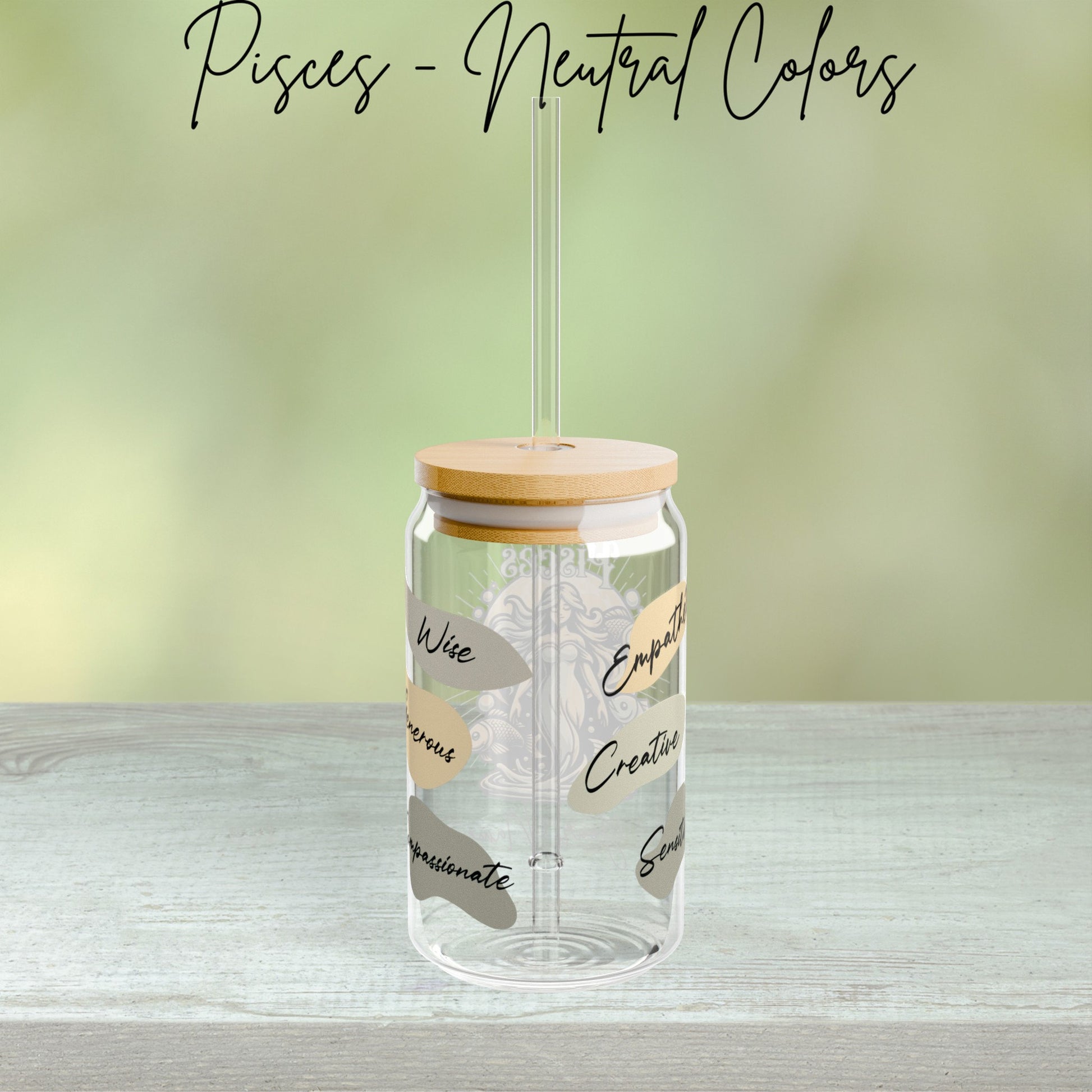 Personalized Iced Coffee Cup, Pisces, Custom Birth Sign Zodiac Glass Tumbler, Gifts for Her, Astrology Horoscope Sign Beer Can