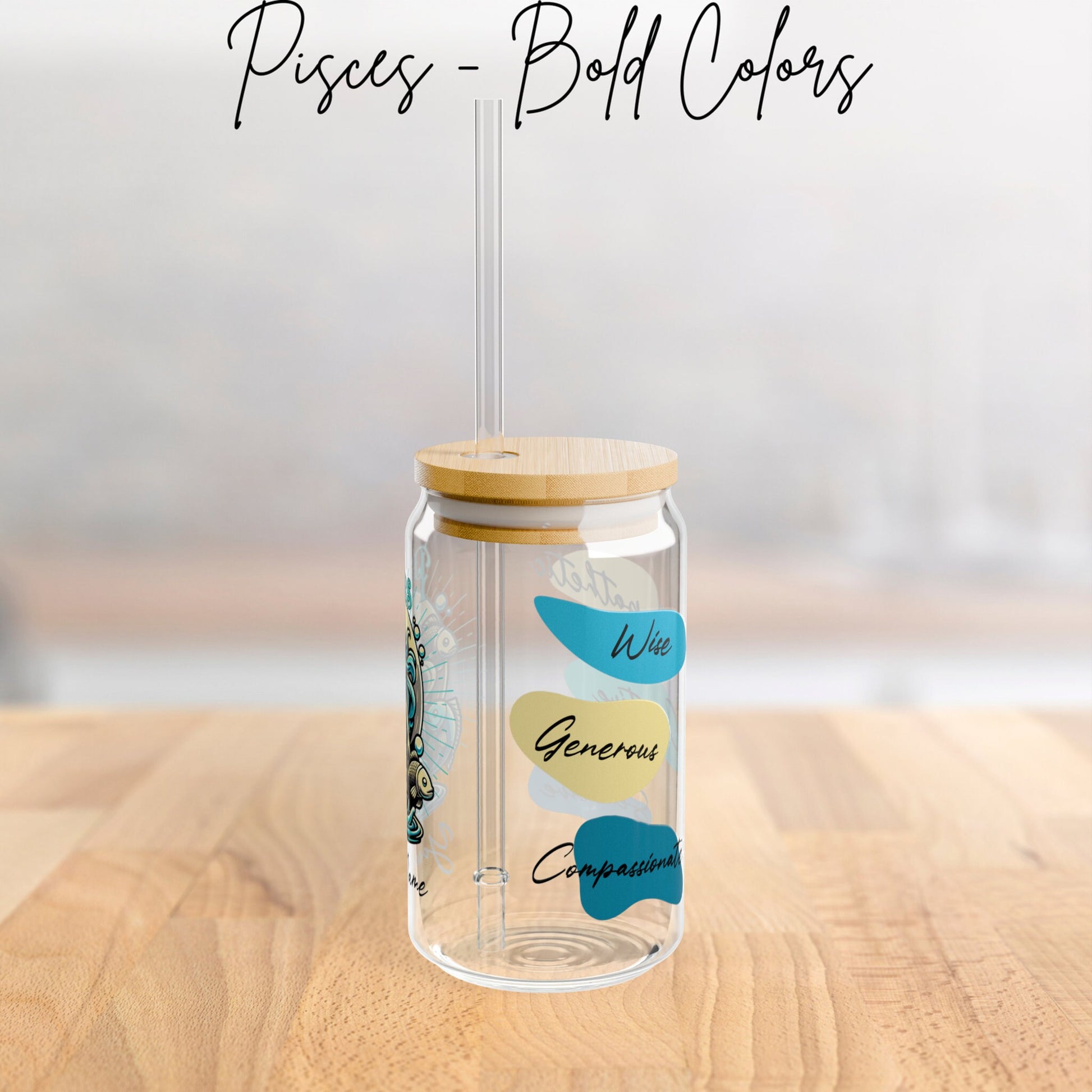 Personalized Iced Coffee Cup, Pisces, Custom Birth Sign Zodiac Glass Tumbler, Gifts for Her, Astrology Horoscope Sign Beer Can