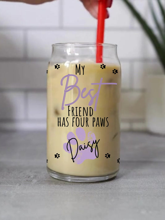 Personalized Dog Coffee Cup With Nicknames & Name, Custom Pet Name Tumbler, Customized Dog Nickname, Paw Print Cup, Dog Lover Beer Can