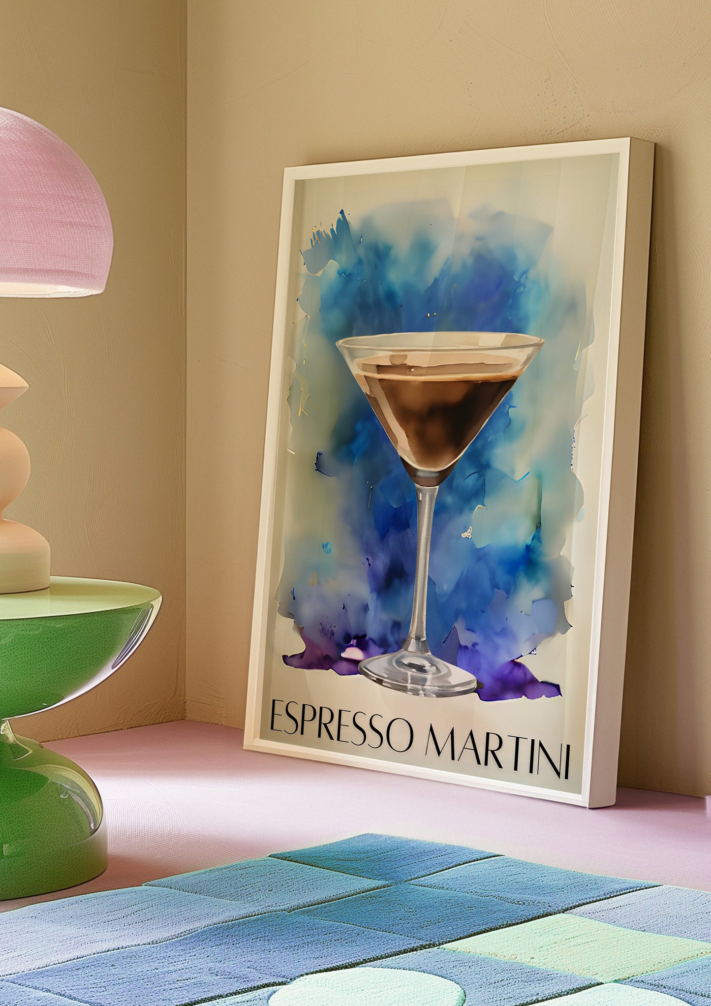 Espresso Martini Art Poster, Bar Cart Decor Cocktail Watercolor, Party Signature Drink Sign, Trendy Wall Canvas Print, Pop Art