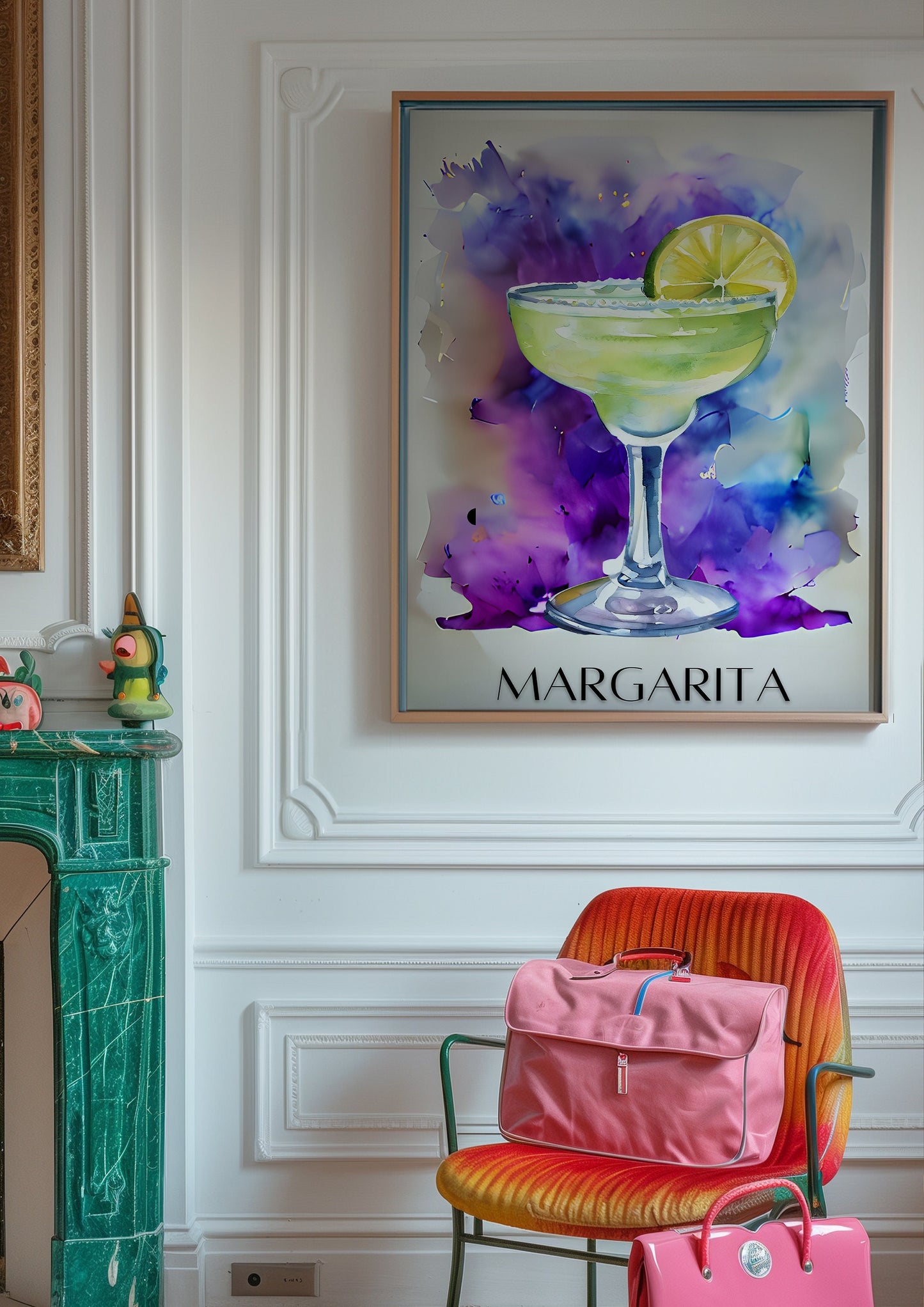 Margarita Print Poster, Bar Cart Decor Cocktail Watercolor, Party Signature Drink Sign, Trendy Wall Canvas Print, Pop Art