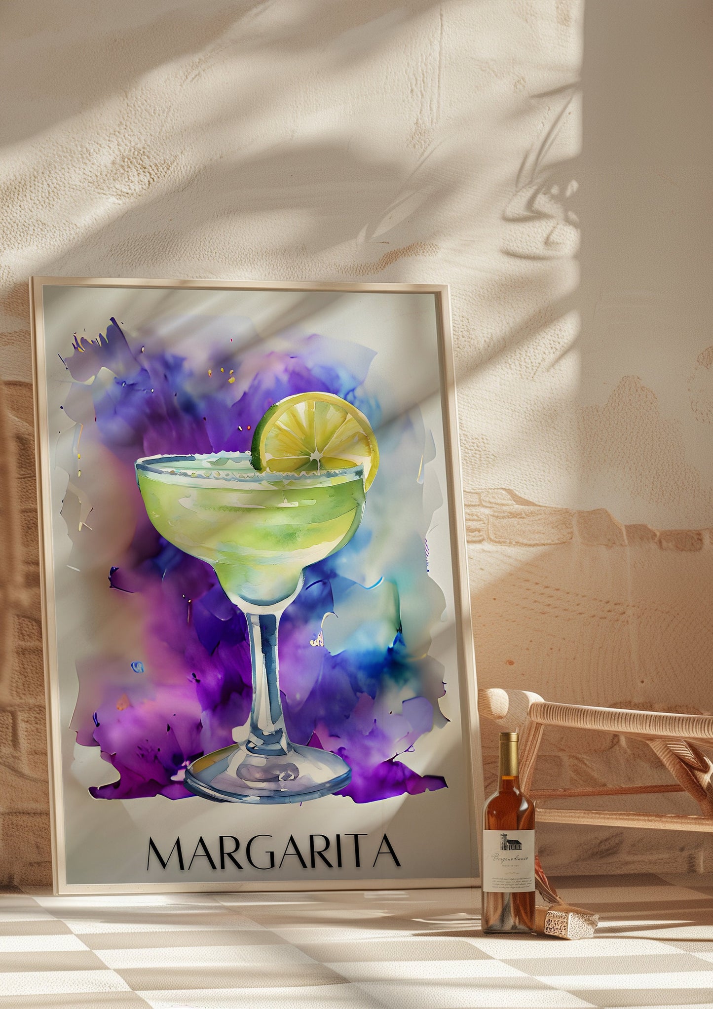 Margarita Poster Print, Bar Cart Decor Cocktail Watercolor, Party Signature Drink Sign, Trendy Wall Canvas Print, Pop Art