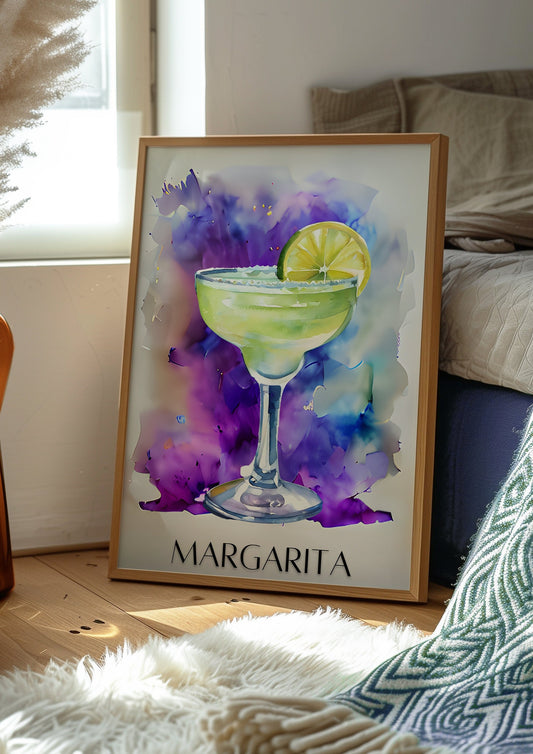 Margarita Canvas Art Print, Bar Cart Decor, Cocktail Watercolor, Party Signature Drink Sign, Trendy Wall Canvas Print, Pop Art