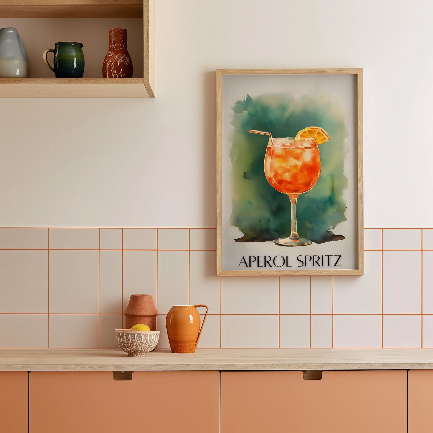 Aperol Spritz Canvas Art Print, Bar Cart Decor Cocktail Watercolor, Party Signature Drink Sign, Trendy Wall Canvas Print, Pop Art