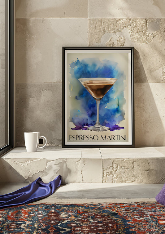 Espresso Martini Canvas Art Print, Bar Cart Decor Cocktail Watercolor, Party Signature Drink Sign, Trendy Wall Canvas Print, Pop Art