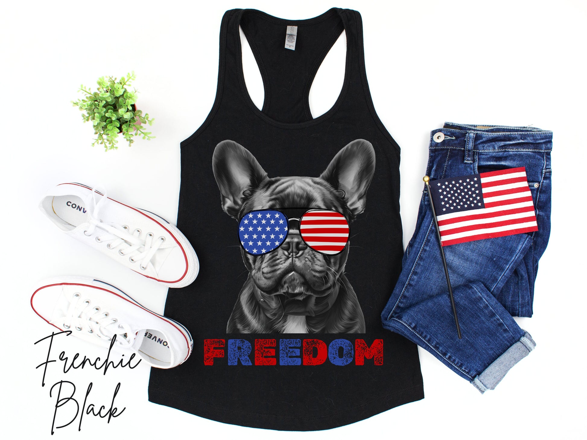 4th of July Tank Frenchie, USA Pup Tank, Patriotic Sunglasses, Freedom Tshirt, Americana Tee, Fourth of July, French Bulldog Mama, July 4th