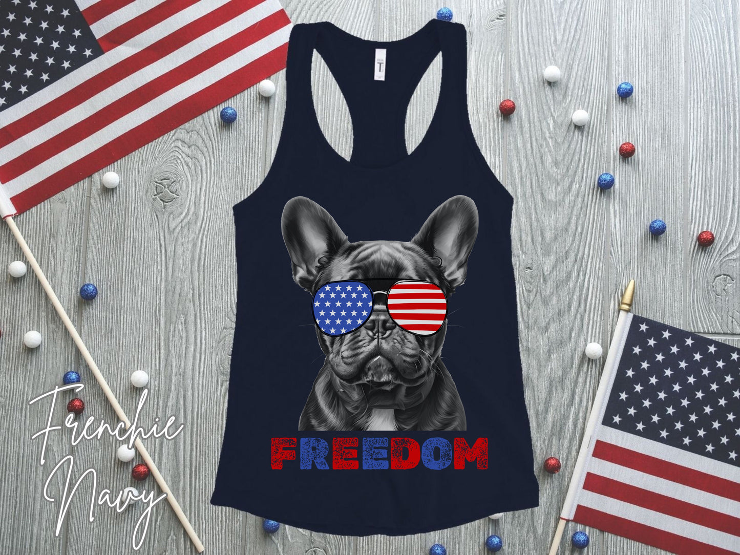 4th of July Tank Frenchie, USA Pup Tank, Patriotic Sunglasses, Freedom Tshirt, Americana Tee, Fourth of July, French Bulldog Mama, July 4th