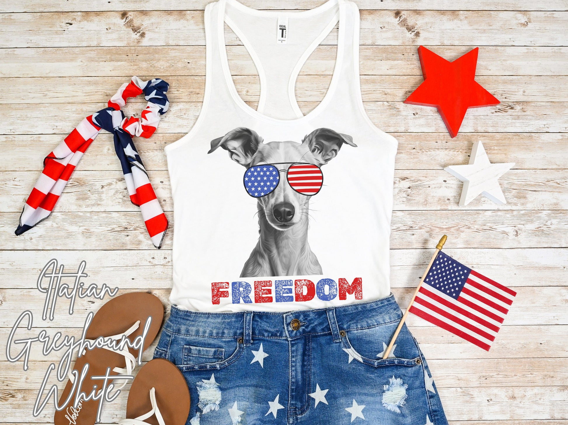 4th of July Tank Italian Greyhound, USA Pup Tank, Patriotic Sunglasses, Freedom Tshirt, Americana Tee, Fourth of July, Grey Mama, July 4th