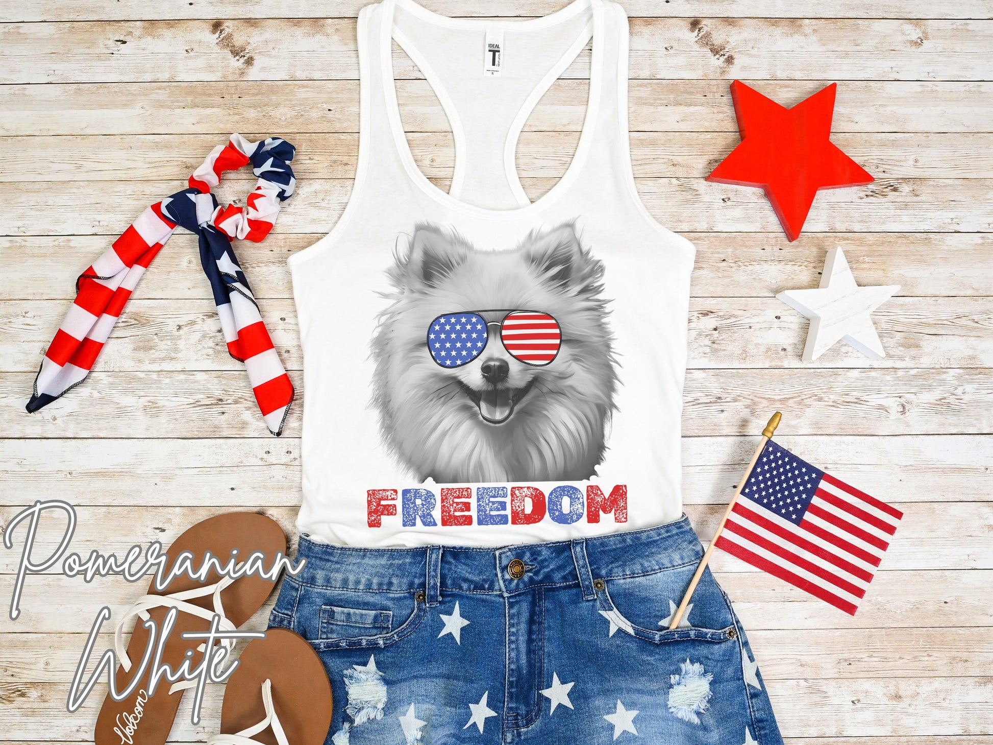 4th of July Tank Pomeranian, USA Pup Tank, Patriotic Sunglasses, Freedom Tshirt, Americana Tee, Fourth of July, Pom Mom, July 4th