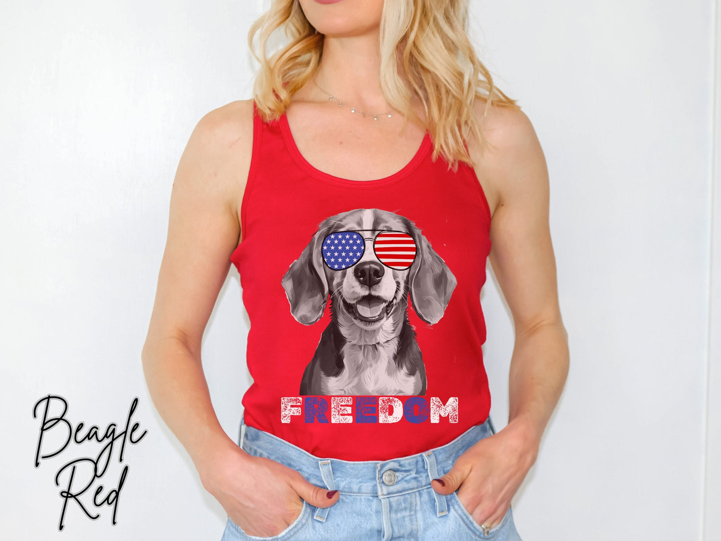 4th of July Tank Beagle, USA Pup Tank, Patriotic Sunglasses, Freedom Tshirt, Americana Tee, Fourth of July, Hound Mama, July 4th