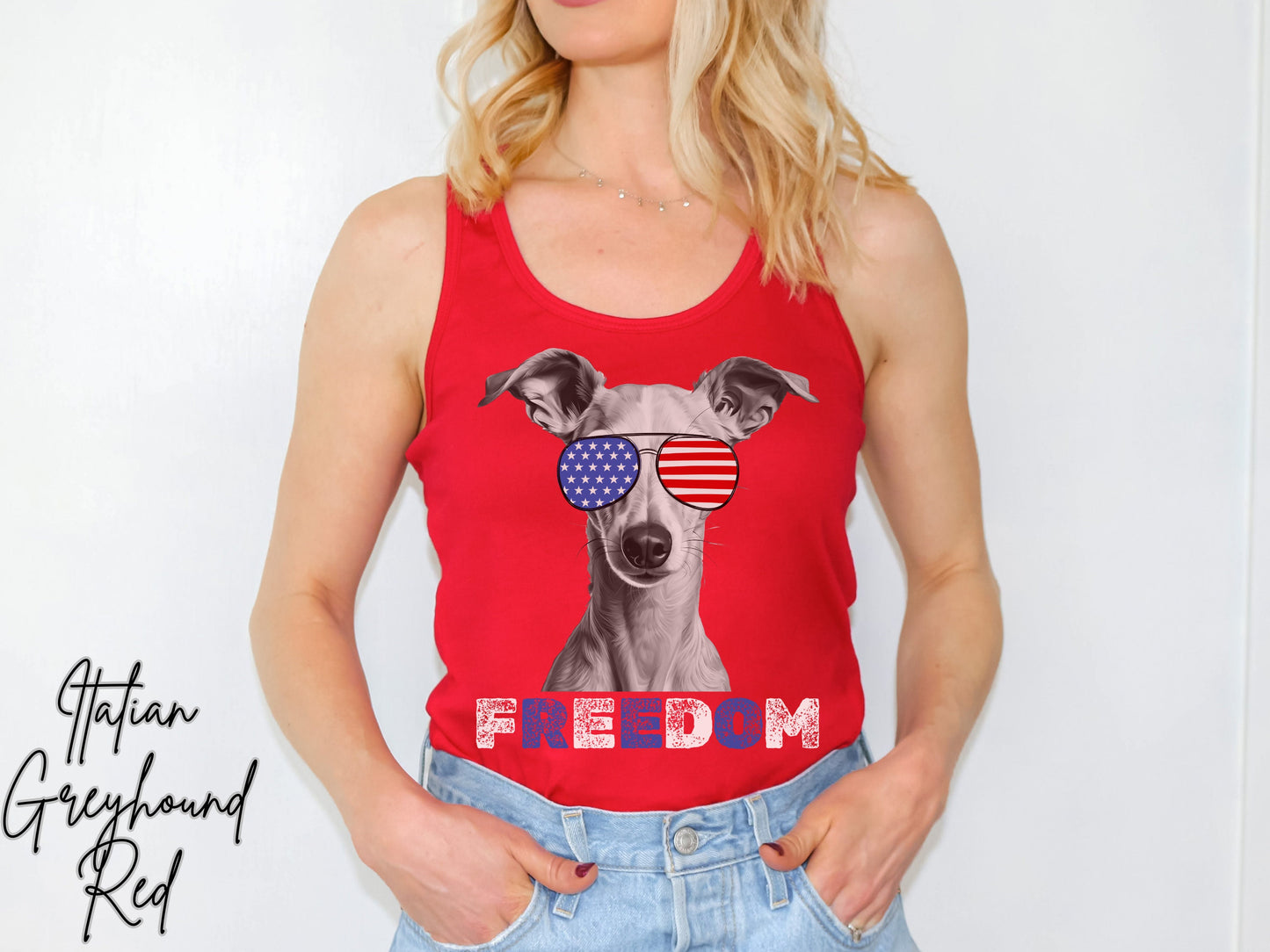 4th of July Tank Italian Greyhound, USA Pup Tank, Patriotic Sunglasses, Freedom Tshirt, Americana Tee, Fourth of July, Grey Mama, July 4th